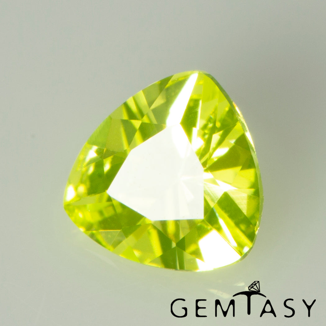 Cut stone - YAG Yellow neon Czochralski (Pulled) lab grown, facet Trillion 4.5x4.5mm 0.36ct