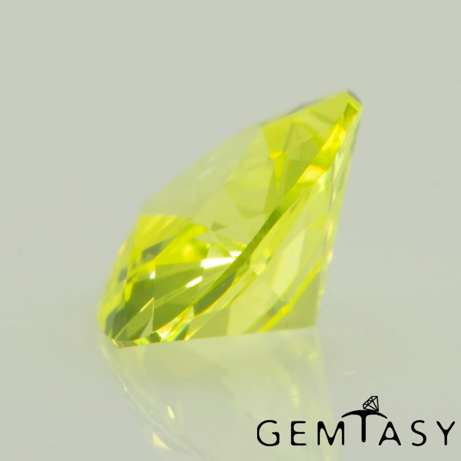 Cut stone - YAG Yellow neon Czochralski (Pulled) lab grown, facet Trillion 4.5x4.5mm 0.36ct