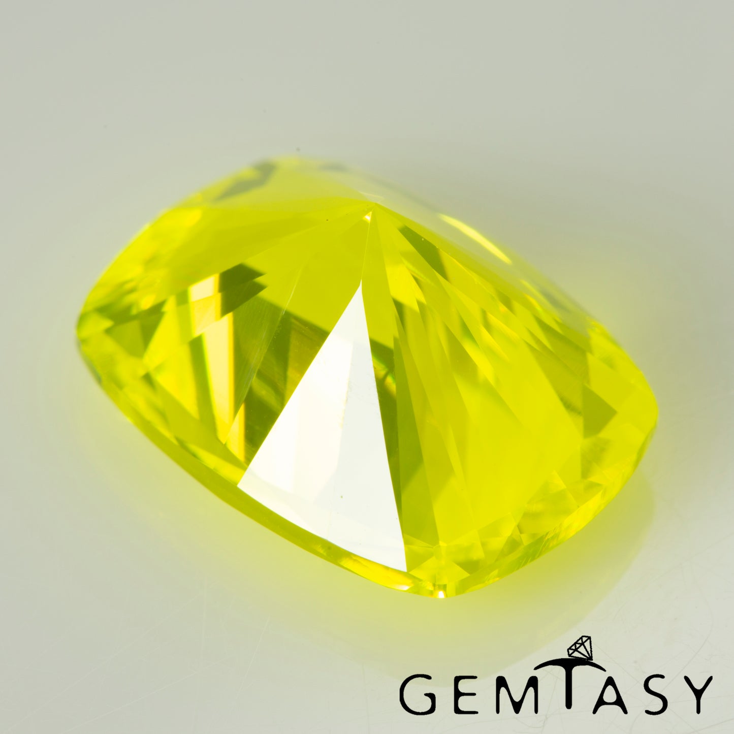 Cut stone - YAG Yellow neon Czochralski (Pulled) lab grown, facet Cushion 14x10mm 9.52ct