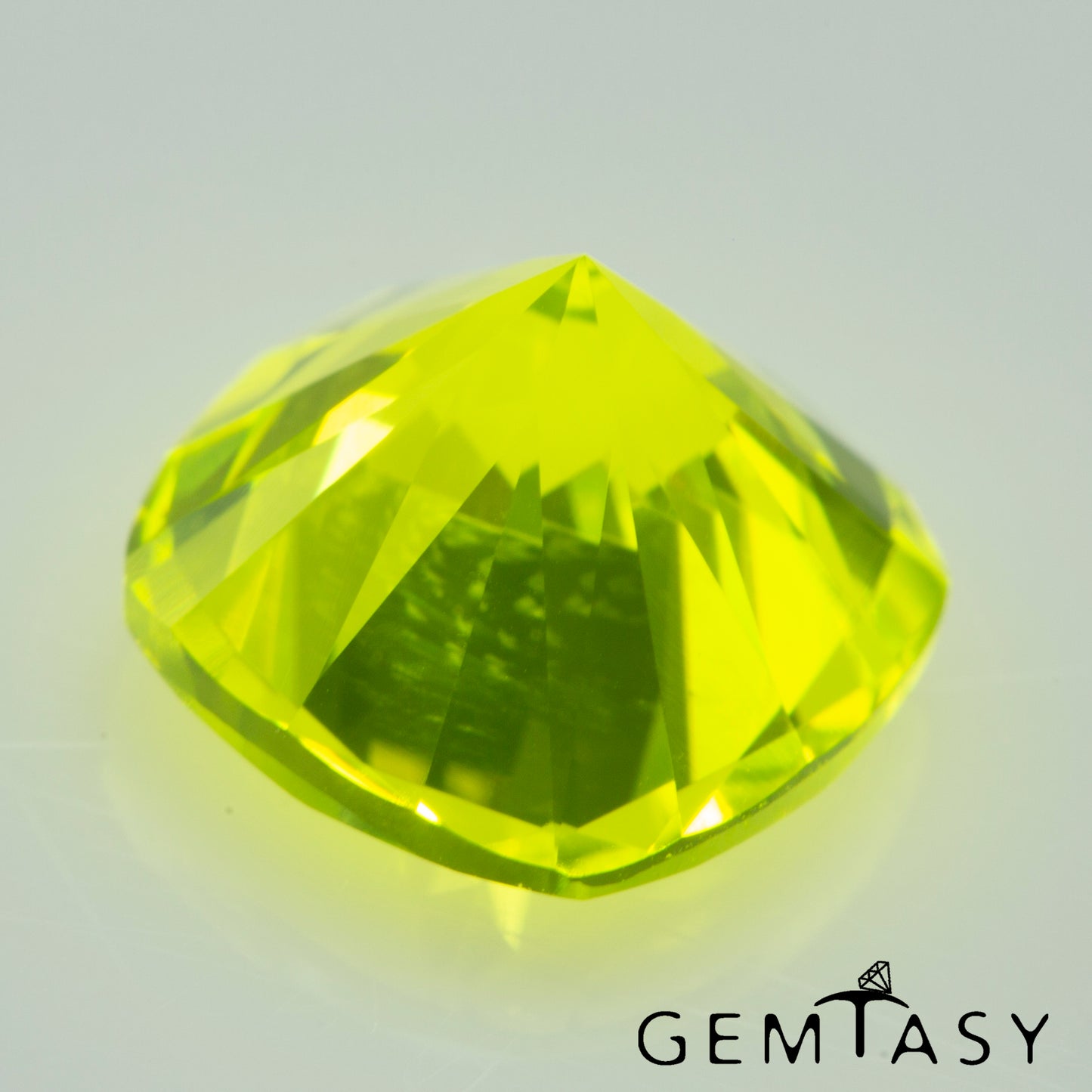 Cut stone - YAG Yellow neon Czochralski (Pulled) lab grown, facet Cushion 8x8mm 3.35ct