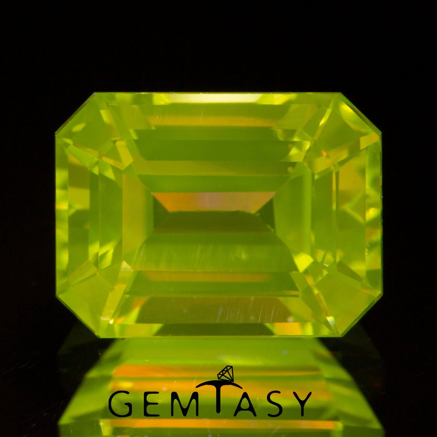 Cut stone - YAG Yellow neon Czochralski (Pulled) lab grown, facet Octagon 8x6mm 2.38-2.52ct