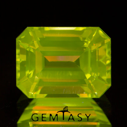 Pierre taillée - YAG Jaune fluo Czochralski (Tiré) cultivé en laboratoire, facette Octogone 8x6mm 2,38-2,52ct