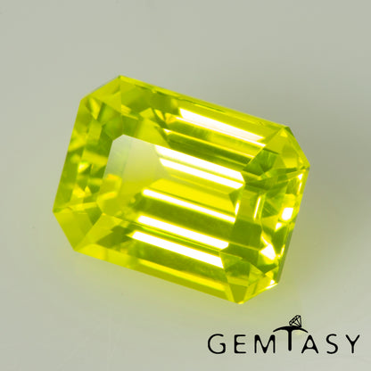 Piedra tallada - YAG Amarillo neón Czochralski (Extraído) cultivado en laboratorio, facetado Octágono 8x6mm 2,38-2,52ct