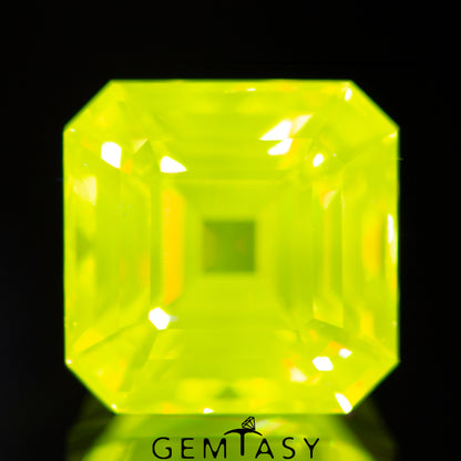 Cut stone - YAG Yellow neon Czochralski (Pulled) lab grown, facet Octagon 9x9mm 6.55ct