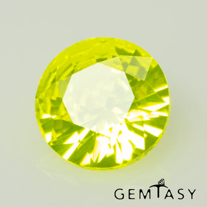 Cut stone - YAG Yellow neon Czochralski (Pulled) lab grown, facet Round 6mm 1.01-1.18ct