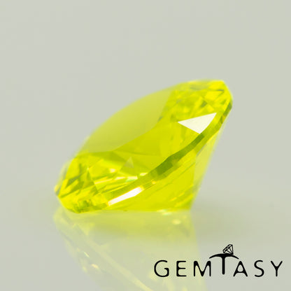 Cut stone - YAG Yellow neon Czochralski (Pulled) lab grown, facet Round 6mm 1.01-1.18ct