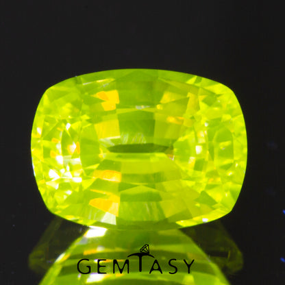 Cut stone - YAG Yellow neon Czochralski (Pulled) lab grown, facet Cushion 8x6mm 2.31ct