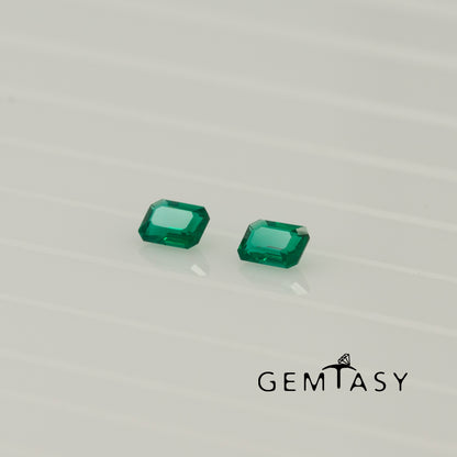 Cut stone - Emerald Zambian hydrothermal lab grown, facet Octagon 4x3mm 0.45ct (2pcs)