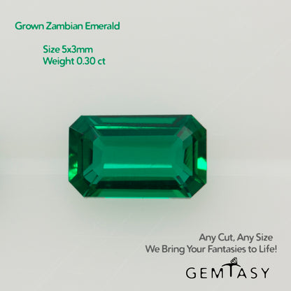 Cut stone - Emerald Zambian hydrothermal lab grown, facet Octagon 5x3mm 0.25-0.30ct