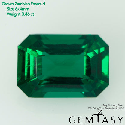 Cut stone - Emerald Zambian hydrothermal lab grown, facet Octagon 6x4mm 0.39-0.46ct