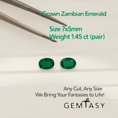 Cut stone - Emerald Zambian hydrothermal lab grown, facet Oval 7x5mm 0.70-0.75ct