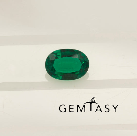 Cut stone - Emerald Zambian hydrothermal lab grown, facet Oval 7x5mm 0.70-0.75ct