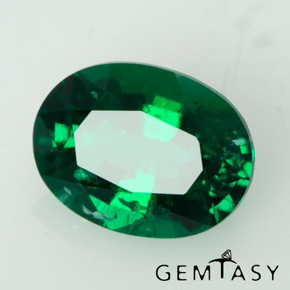 Cut stone - Emerald Zambian hydrothermal lab grown, facet Oval 8x6mm 1.05-1.25ct