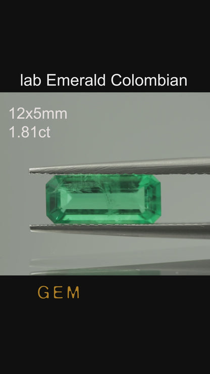 Cut stone - Emerald Colombian hydrothermal lab grown, facet Octagon 12x5mm 1.81ct