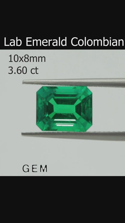 Ограненный камень - Изумруд Колумбийский, выращенный, огранка Октагон, 10x8 мм, 3,60 карата.