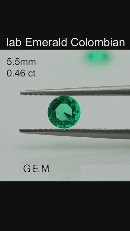 Pierre taillée - Émeraude hydrothermale colombienne cultivée en laboratoire, facette Ronde 5.5mm 0.46ct