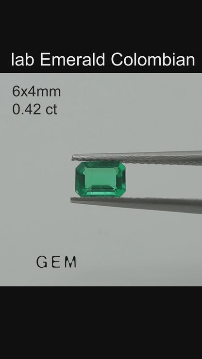 Pierre taillée - Émeraude Colombienne cultivée en laboratoire, facette Octogone 6x4mm 0.40ct