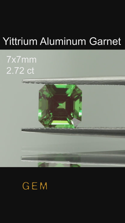 Cut stone - YAG Green-Red Czochralski (Pulled) lab grown, facet Octagon 7x7mm 2.34-2.81ct