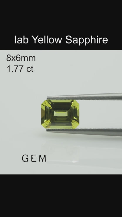 Pierre taillée - Saphir Jaune Czochralski (Tiré) cultivé en laboratoire, facette Octogone 6x4mm 0.63ct