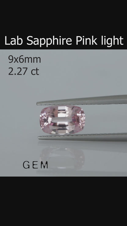 Piedra tallada - Zafiro Rosa Czochralski (Extraído) cultivado en laboratorio, facetado Cojín 9x6mm 2.27ct