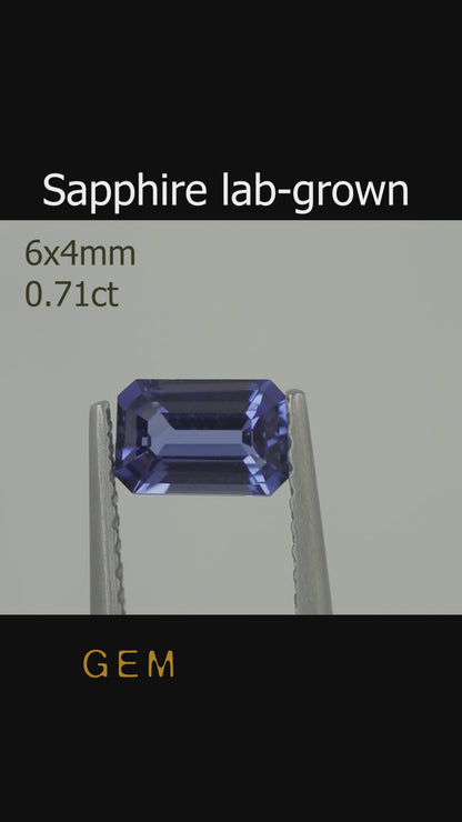 Cut stone - Sapphire Royal Blue Czochralski (Pulled) lab grown, facet Octagon 6x4mm 0.71-0.77ct