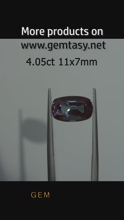 Cut stone - Alexandrite Czochralski (Pulled) lab grown, facet Cushion 11x7mm 4.00-4.15ct