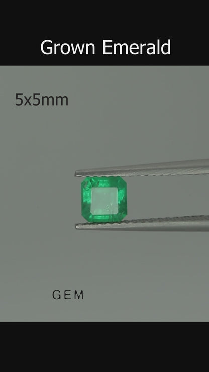 Piedra tallada - Esmeralda cultivada en laboratorio hidrotermal colombiano, faceta Octágono 5x5mm 0.60ct