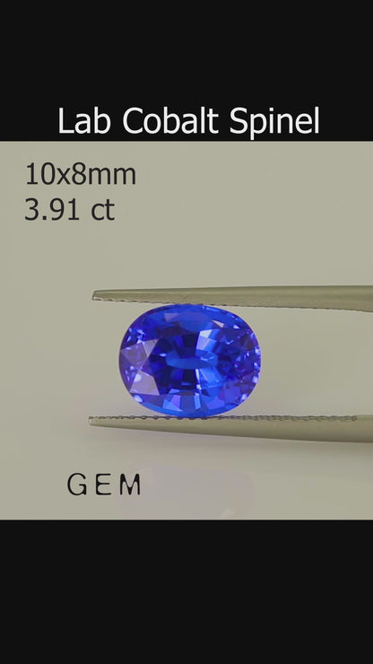 Piedra tallada - Espinel Azul Czochralski (Extraído) cultivado en laboratorio, facetado Oval 10x8mm 3,91ct