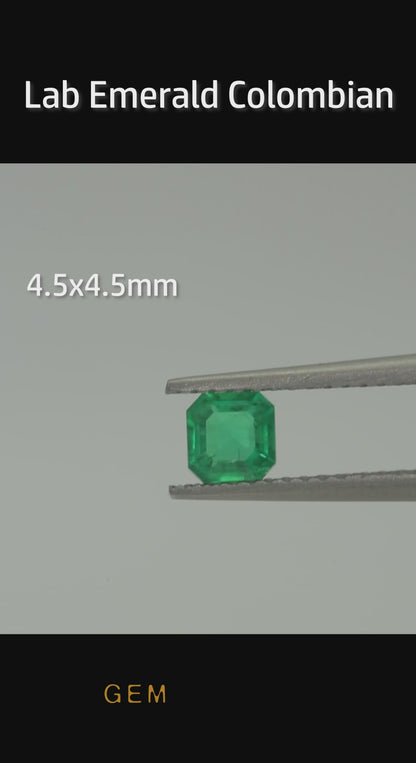 Cut stone - Emerald Colombian hydrothermal lab grown, facet Octagon 4.5x4.5mm 0.32ct (piece)